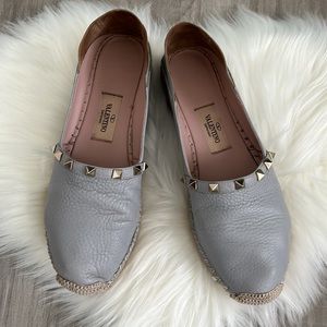 ❌sold❌VALENTINO Garavani Rockstud blue Leather Espadrilles 37 US 6.5